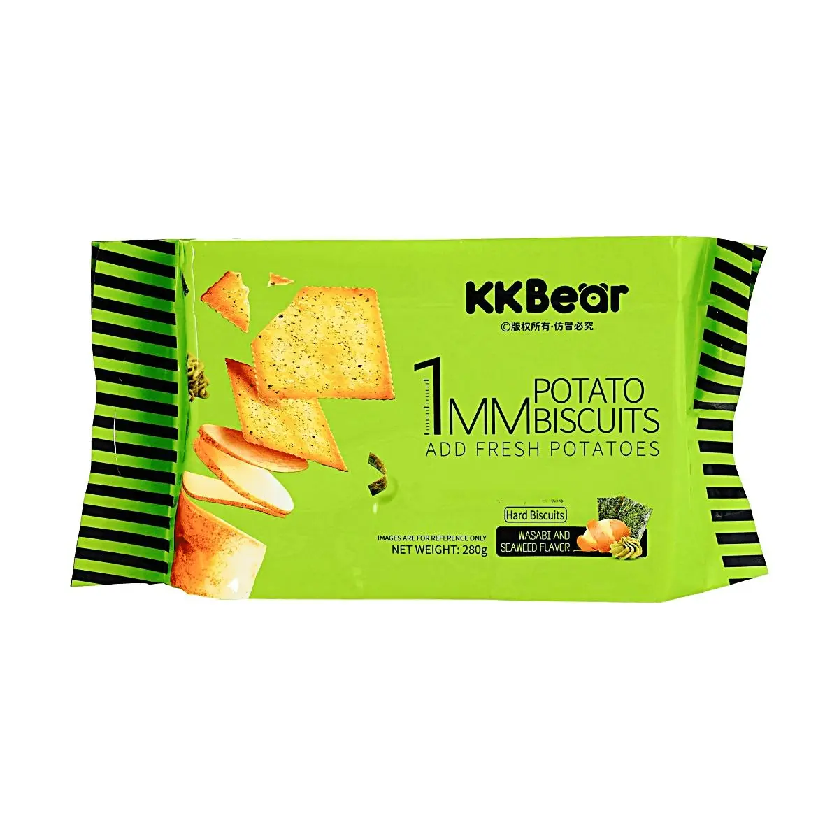 KKBEAR Wasabi Seaweed Potato Crackers 1MM Thin Crispy Snacks 280g - Savory Japanese Inspired Flavor