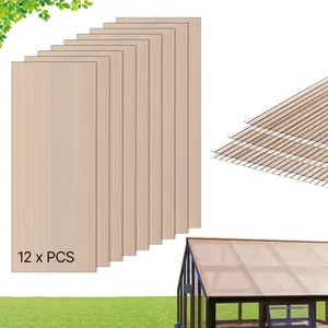 VEVOR Roof Panels, 12Pcs Polycarbonate Roofing Panels Double Layer, High Impact Corrugated Plastic Greenhouse Replacement Cover, Waterproof for Gazebos, Chicken Coops, Home, Garden (5' x 2' x 0.24")