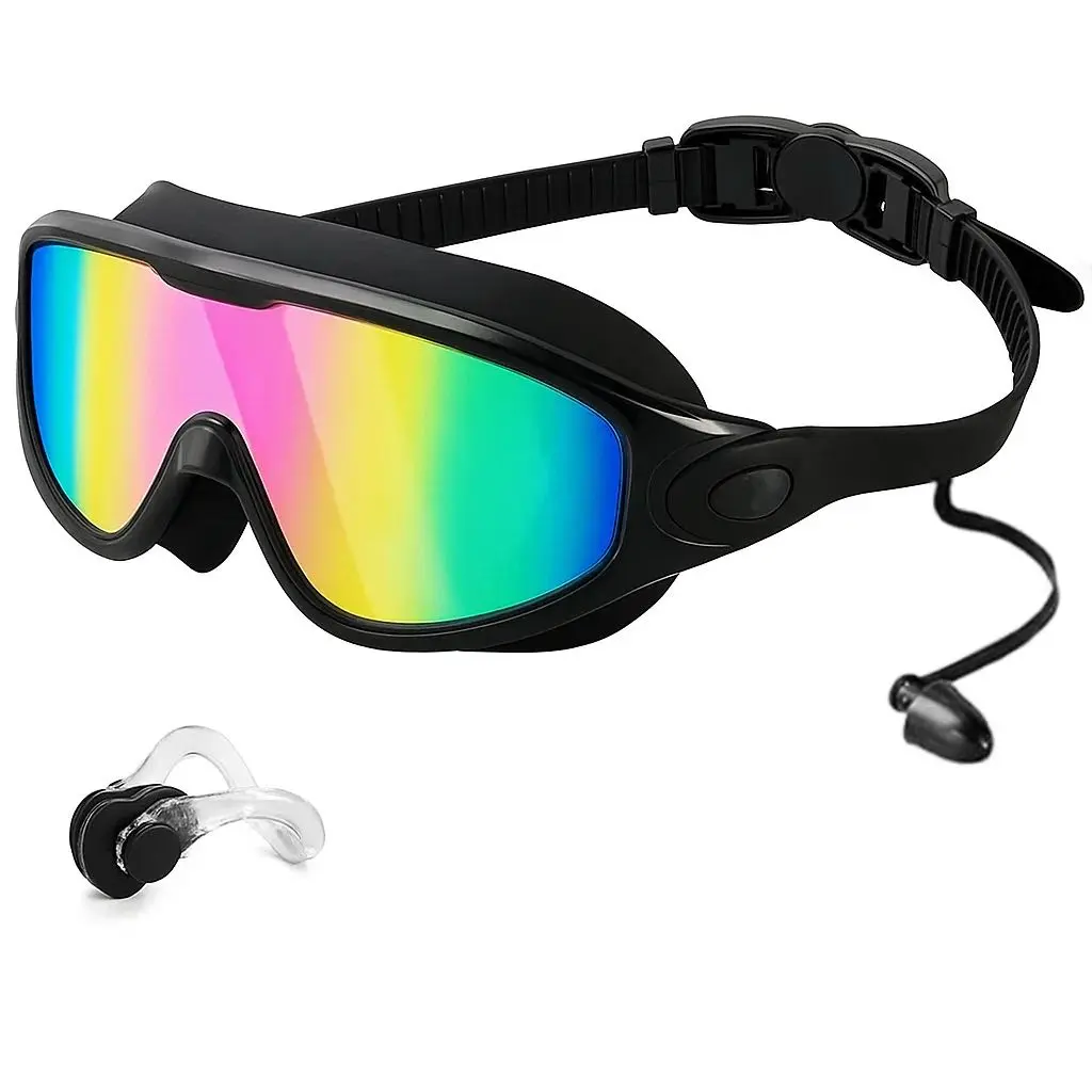 Unisex Leakproof Anti-Fog Swimming Goggles with Waterproof Earplugs, UV Eye Shield, Adjustable Fit for Adults Indoor/Outdoor Water Sports