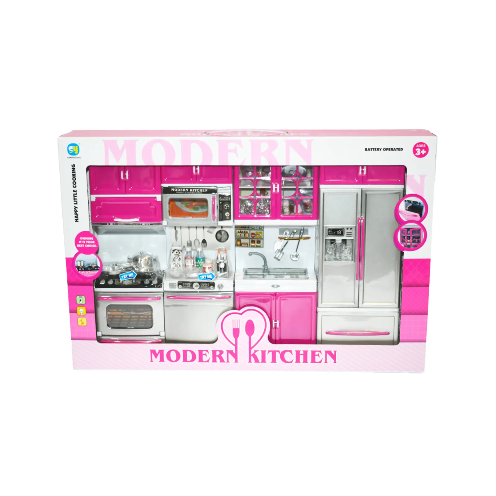 Kids Kitchen Playset Toy – Modern Pretend Play Kitchen Set with Appliances, Cooking Accessories for Girls Gift