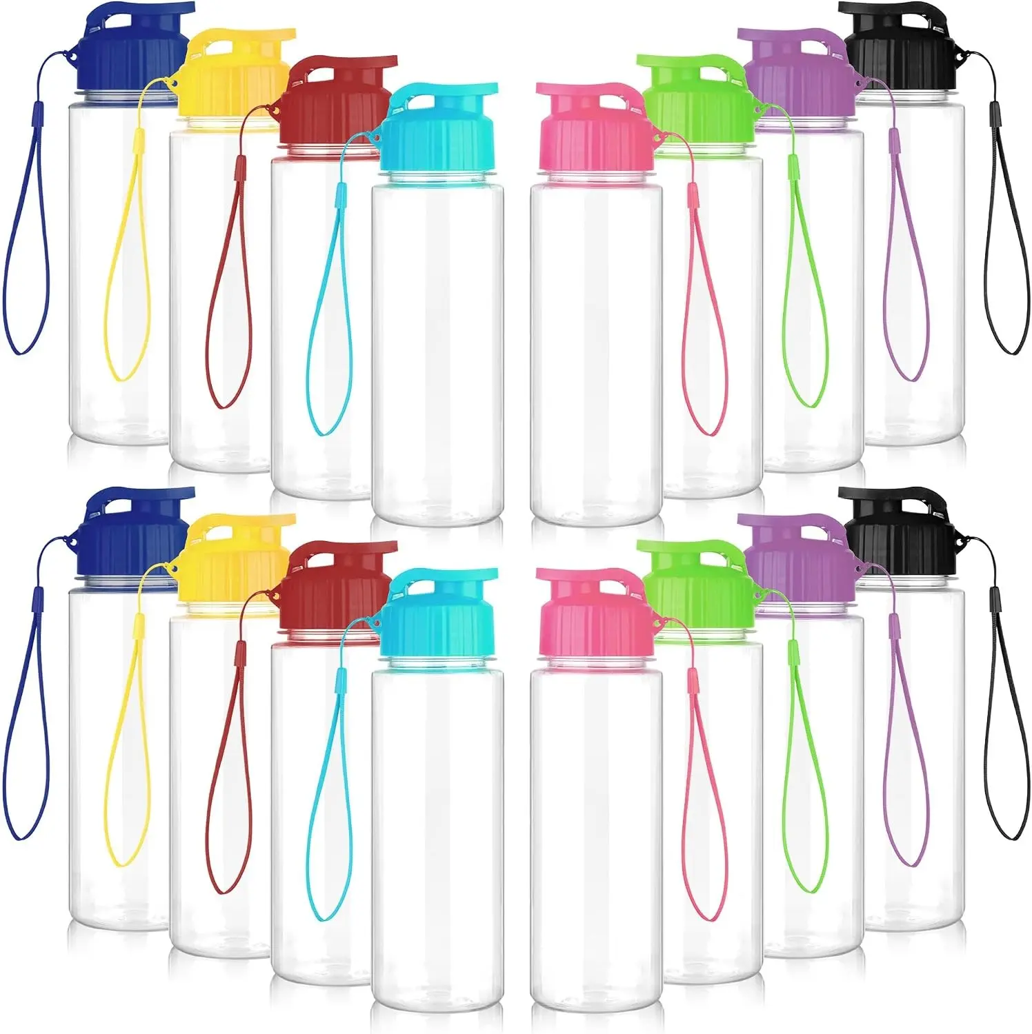 16 Pack Bulk Water Bottles-17oz Plastic Sports Water Bottles for Kids and Adults Leak Proof, Reusable for Gym Travel School Office, Multicolor Gift