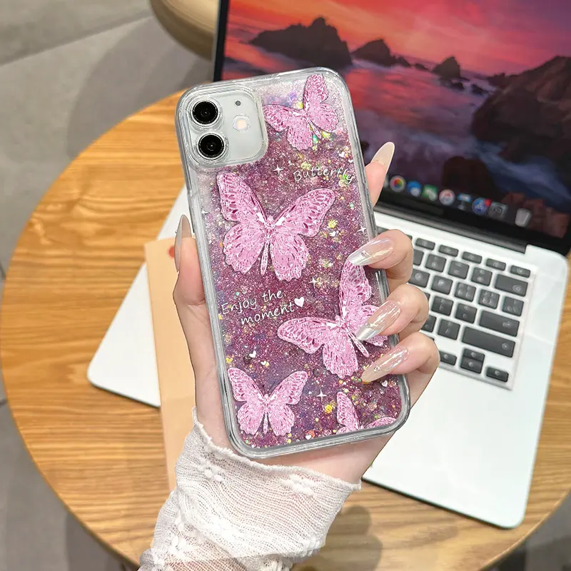 Suitable for [iPhone 11] high-end  phone case,Check out the latest quicksand phone cases featuring a dreamy butterfly design and a flowing sand effect—grab your favorite during our big sale!YM99