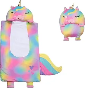 Kid's Nap Buddies Character Preschool Nap Mat, Toddler Sleeping Bag with Pillow for Daycare, Ages 3+