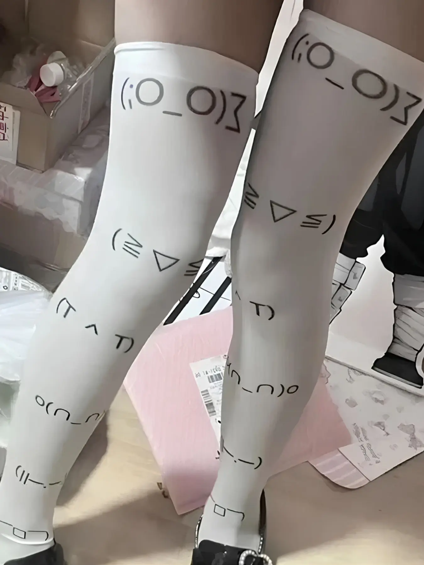 Cute Animal Print Women All Season Socks, Harajuku Knee-High Fitted Cosplay Graffiti Socks, Kawaii Y2K Casual Style Emo Girl Fashion, 2000s Retro Look, Casual Stylish Socks, Womenswear
