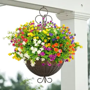 6 Color Mixing Artificial Flowers, 6 Bundles Realistic Faux Plants, Lifelike Artificial Flower, Weatherproof Pe Fake Plants for Indoor & Outdoor Decor, Artificial Flower Set