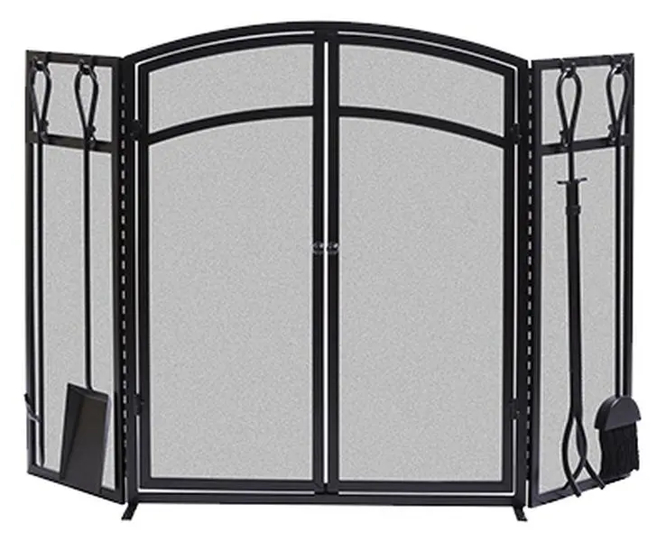 212 MAIN 15138 Arch Fireplace Screen with Doors - Black Electrostatic Powder Coat, Includes Screen, Tools, Fireplace Brush, 32h x 50w in Dimensions, 26.9 lbs Weight, 32 H X 50 W In