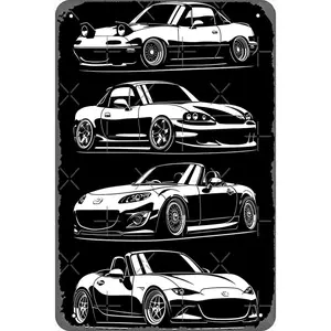 Metal Tin Signs Generations. MX5 Miata Poster Metal Tin Sign 8"" x 12"" Vintage Retro Man Cave Wall Decor.
