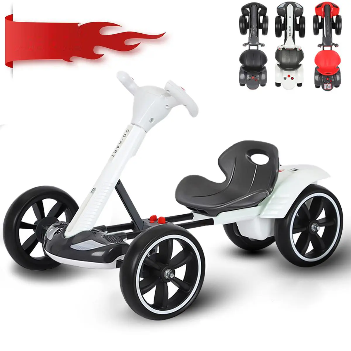 Unisex Plastic Kids Ride-On Go-Kart - Dual Motor, Parent Remote Control, Small Go-Karts for 4-6 Years Old Children, Kids Outdoor Play Toy