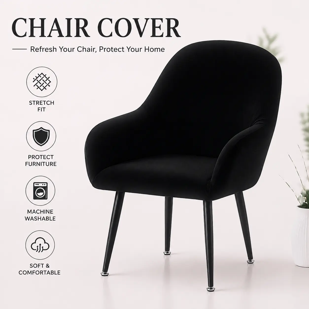 [Premium Stretch] Thin Soft and Comfortable  Office Chair Slipcover with High Armrests |  Full-Coverage, Protective Computer Office Chair Cover, Suitable for Home Vanity Tables and Makeup Chairs