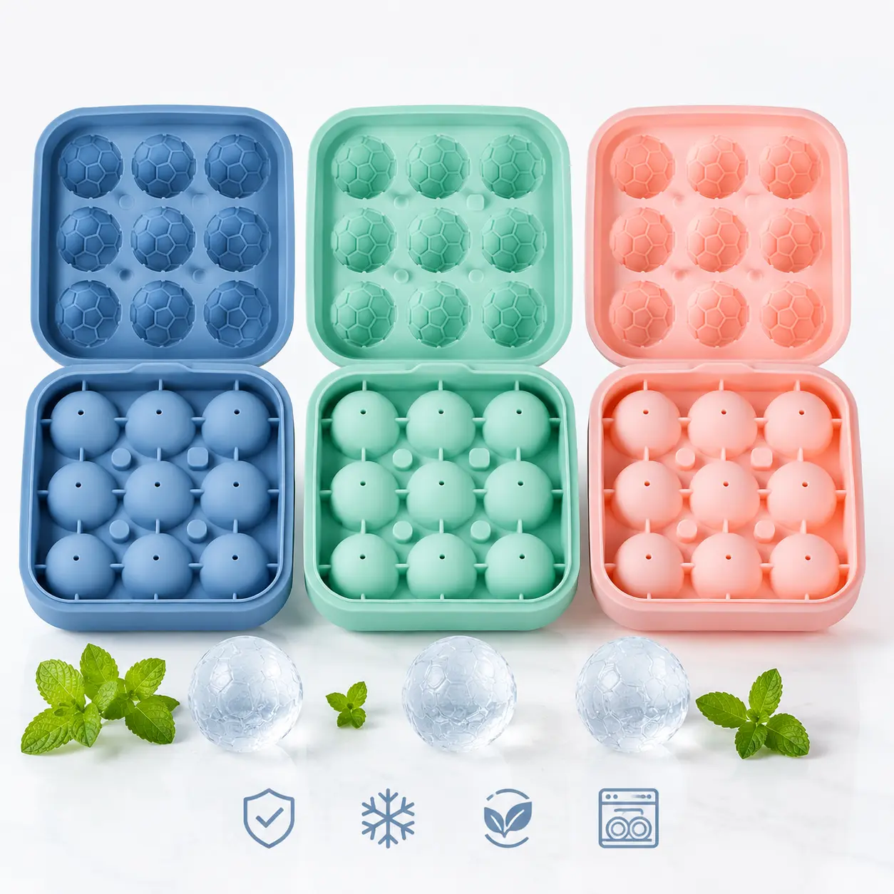 BPA-Free Food-Grade Silicone Soccer Ball Ice Mold - Flexible Ice Tray for Home Supplies, Daily Use, Family Gatherings, Whiskey Cocktails