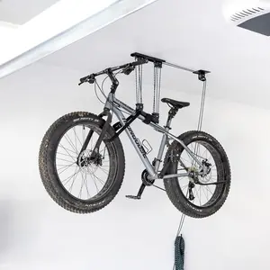 Hoist, No-Slip Bicycle Ceiling Storage, Heavy-Duty Garage Pulley Lift System, Road, MTB,  Tire, Ebike Hanger