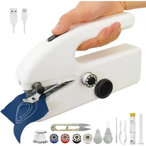 Mini Sewing Machine with 8pc Kit & Guide, 2-Speed Sewing Tool for Travel,, Quick Clothing Repairs and Fixing Hem