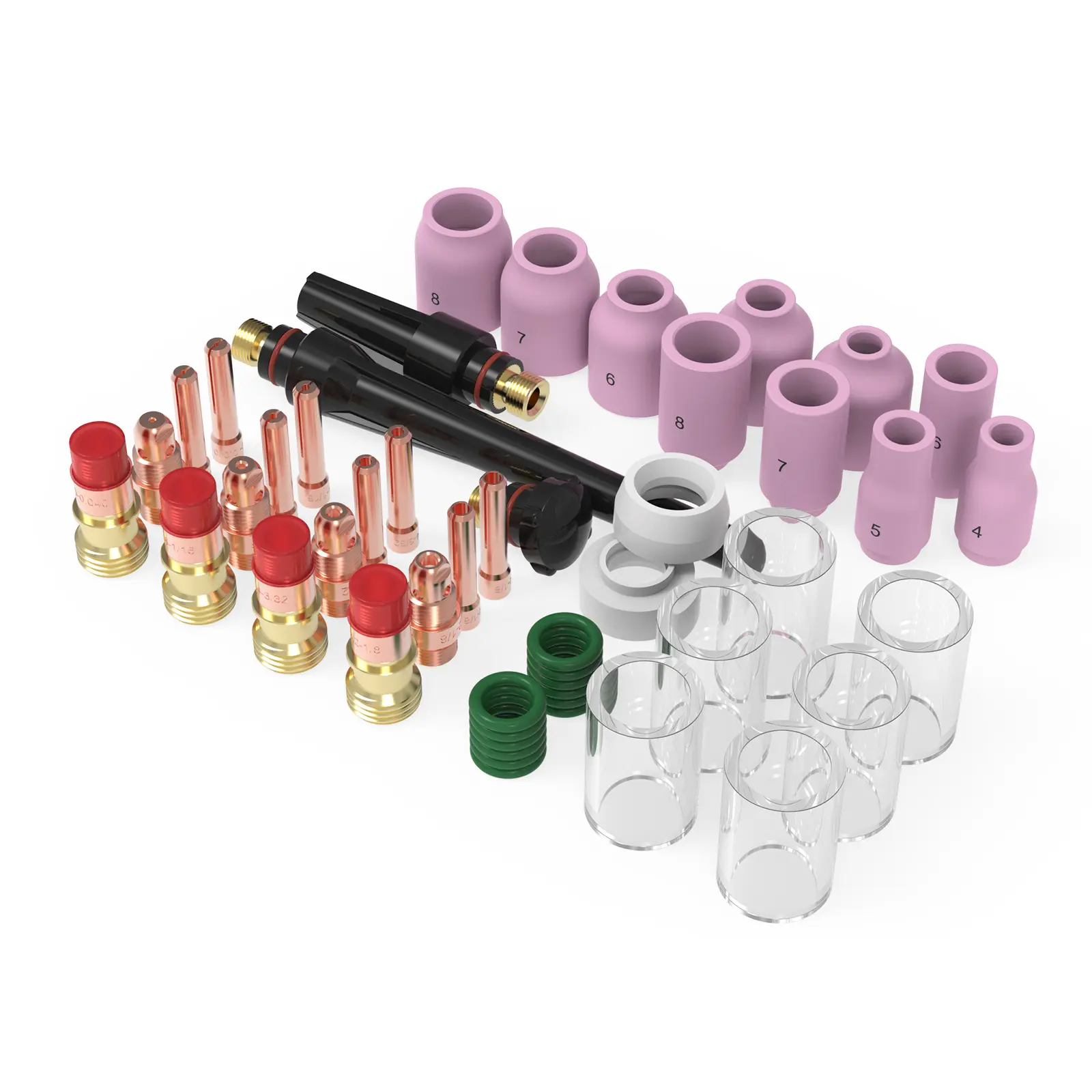 YESWELDER 49-Piece Complete Welding Tools Kit for WP-17/WP-18/WP-26 Torches - Stubby Gas Lens, Collets, #10 Pyrex Cup, Weldingcap, TIG Torch Consumables Parts