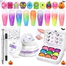 MIZHSE 30g Solid 3D Gel-Pat Pat Ombre Gel Set - 3D Sculpture Nail Art Kit with Polish, Blend Tools, Cosmetic & Tech Supplies for At-Home Salon-Quality Flower Designs