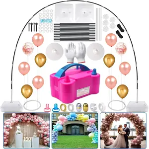 Balloon arch kit and balloon pump 10ft width 9ft height adjustable balloon arch stand with new designed 2 balloon stands water fillable bases for wedding anniversary birthday party baby shower