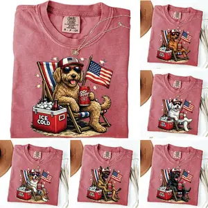 Comfort Colors 50+ Dog Funny 4th of July Shirt, Retro Goldendoodle Drinking Dr Pepper Shirt, Funny Summer Beach Dog Shirt, Patriotic Dogs Shirt, Dr Pepper Lover Dog Shirt, Australian Shepherd 4th Of July Shirt, 4th of July Dog, Crimson Color - AL