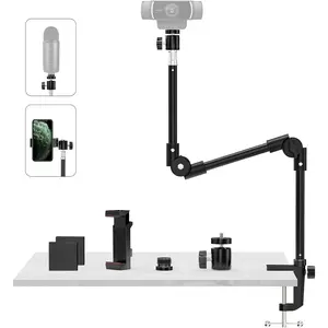 Webcam Stand Camera Mount with Holder & 5/8" Screw, 22in Flexible Projector Stand Gooseneck Desk Mic For Logitech C922,C330e,C220,C615,C600,Brio 4K, GoPro, Blue Yeti Snowball Ice