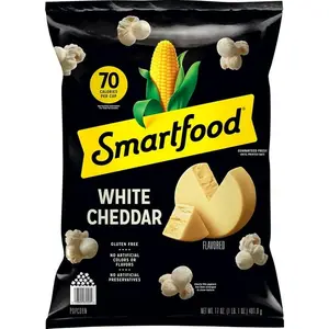 Smartfood White Cheddar Popcorn, 17 oz – Air-Popped Popcorn Snack with Rich White Cheddar Cheese Flavor, Light & Crispy Gourmet Popcorn, Family Size Bag
