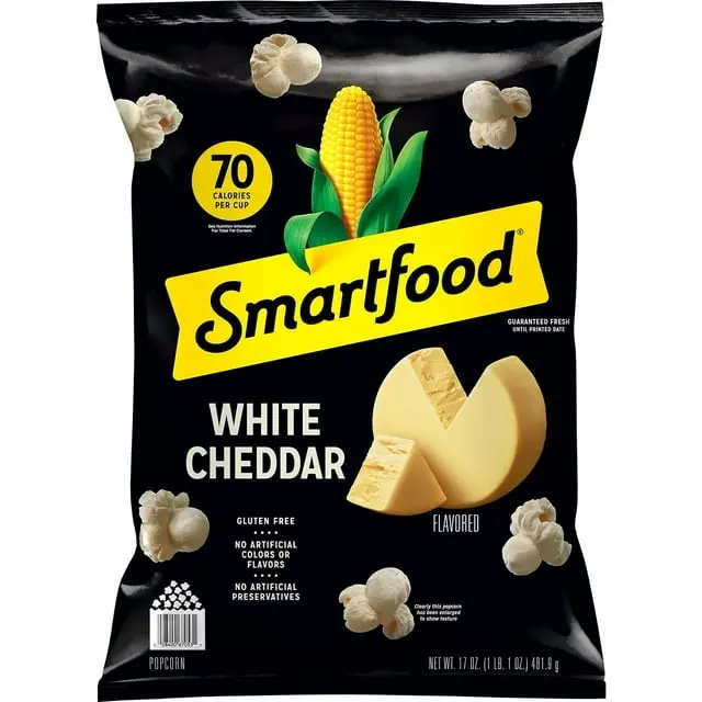 Smartfood White Cheddar Popcorn, 17 oz – Air-Popped Popcorn Snack with Rich White Cheddar Cheese Flavor, Light & Crispy Gourmet Popcorn, Family Size Bag