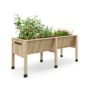 Grow more with less back strain using this large 72 x 23.6 x 30.3 inch elevated cedar planter. It comes with side hooks and a deep 13.7-inch bed for vegetables, herbs, and flowers. Link in bio.