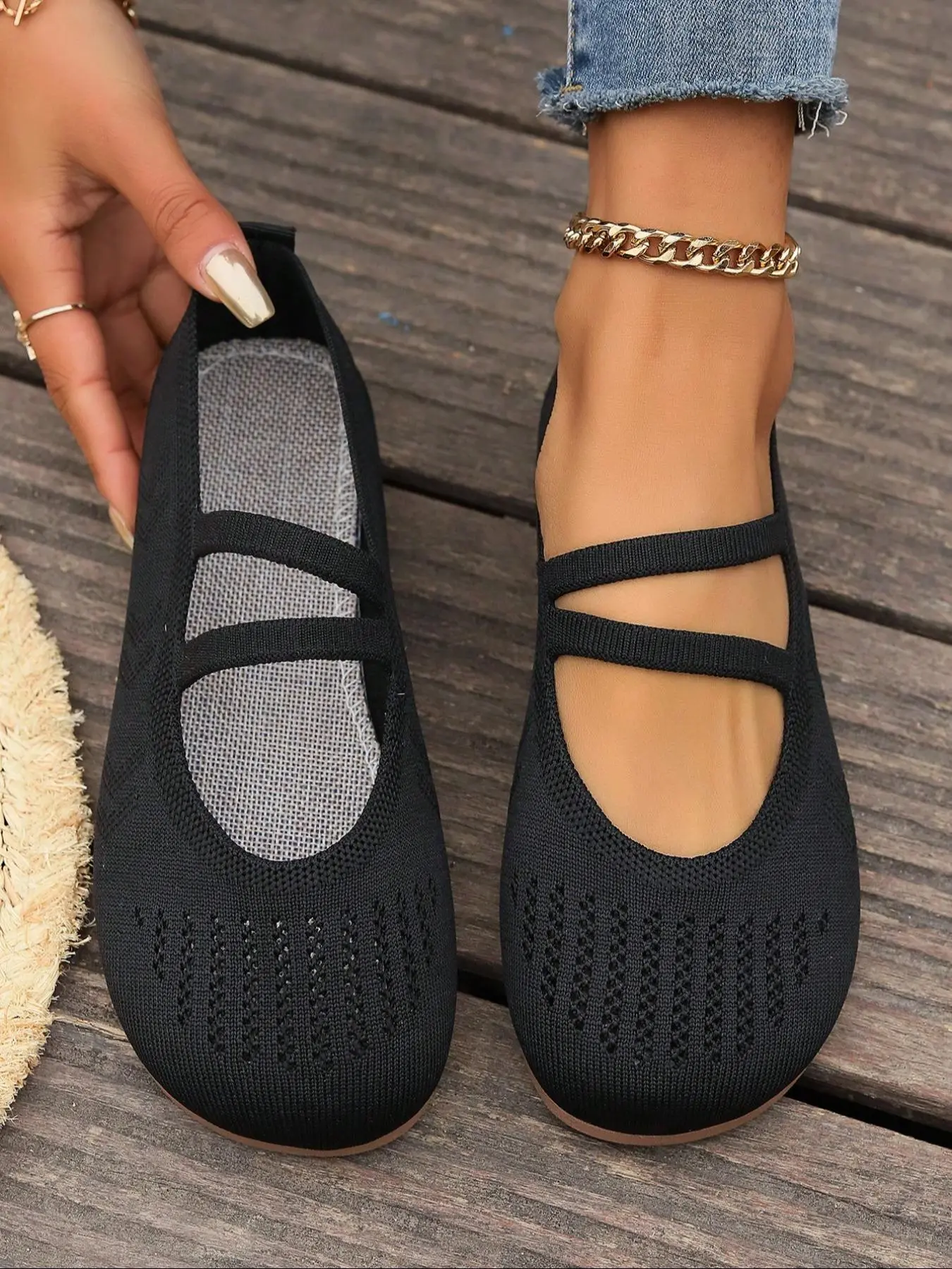 Women's Solid Color Slip-On Ballet Flats, Casual Comfortable Breathable Flat Shoes for Daily Wear, Lightweight Shoes for Women & Girl
