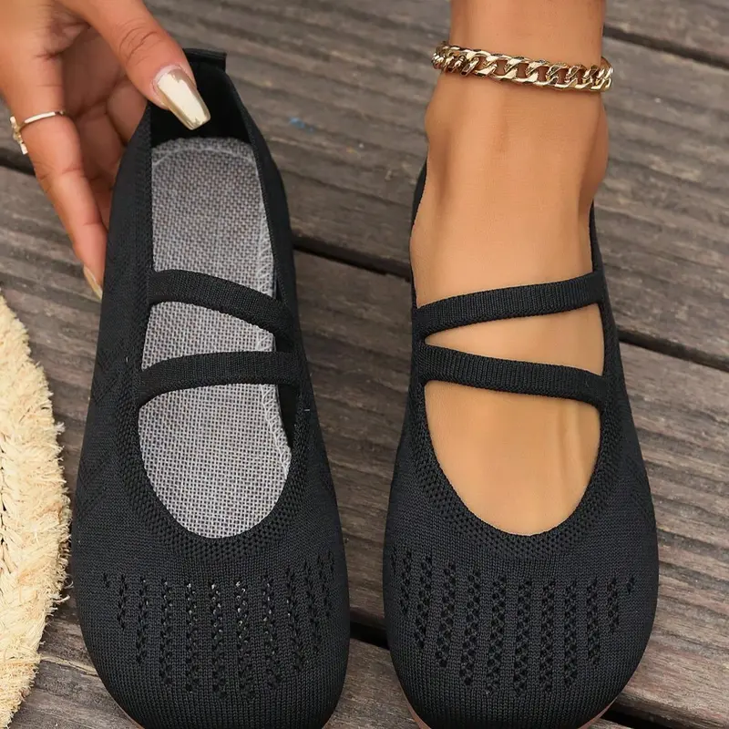 Women's Solid Color Slip-On Ballet Flats, Casual Comfortable Breathable Flat Shoes for Daily Wear, Lightweight Shoes for Women & Girl