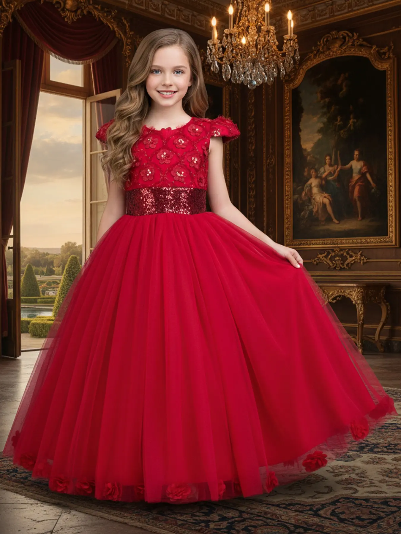 Princess Dress, Party Performance Holiday Wedding Long Gown, Puffy Hostess Birthday Banquet Piano Play Costume