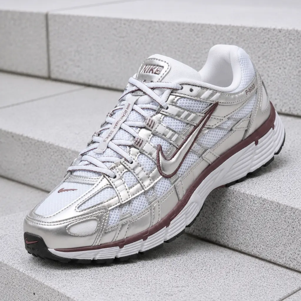 Nike P-6000 White Metallic Silver Tattoo BV1021-110 Women's Fashion Sneaker New