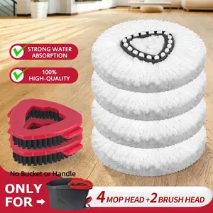 Microfiber Spin Mop Refills & Scrub Brush Heads for Hard Floors – Bucket & Handle Not Included#Mother's Day