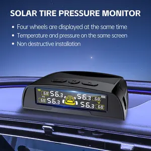 Tire system, solar charging function tire system, RV tire pressure monitoring system with 4 external sensors and 6 modes, LCD real-time display, sport utility vehicle tire pressure monitoring system. Essential items for safe vehicle operation