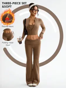 Women's Yoga Exercise Set, Sporty Style Outfits, Workout Sets, Workout Sportswear, Yoga Clothes, Casual Sexy Outdoor Running U-Back Top, High-Waisted Long Pants, Comfortable Commuter