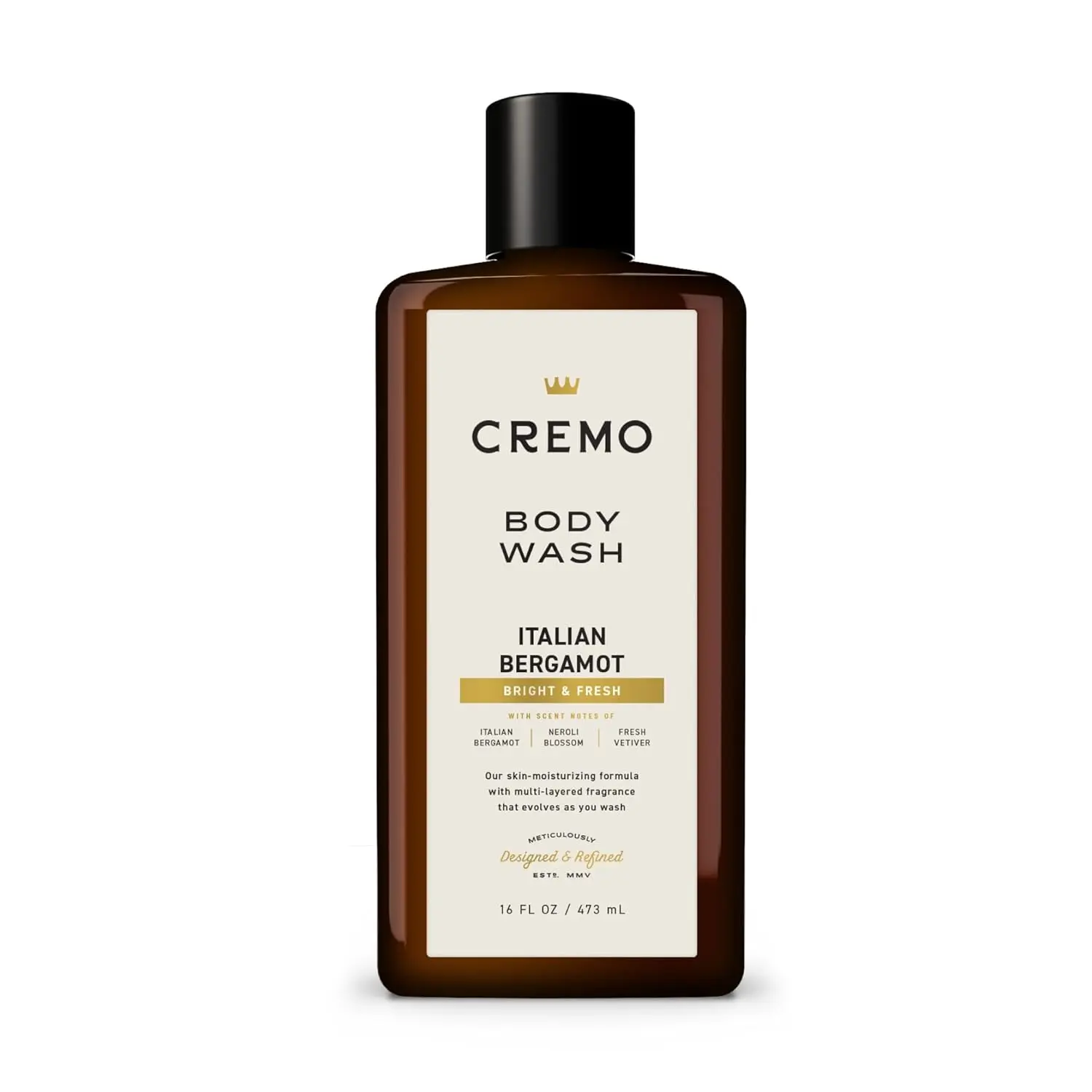 Cremo Body Wash Men, Notes of Italian Bergamot, Neroli Blossom, and Fresh Vetiver, Rich-Lathering Italian Bergamot, 16 Fl Oz Cremo Company LLC