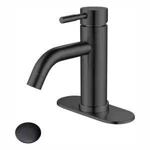 Bathroom Faucet Single Handle Black Bathroom Sink Faucet Matte Single Hole Basin Vanity Faucet 1 or 3 Hole Bathroom Faucet Single Handle Bathroom with Pop-up Drain & Deck Plate