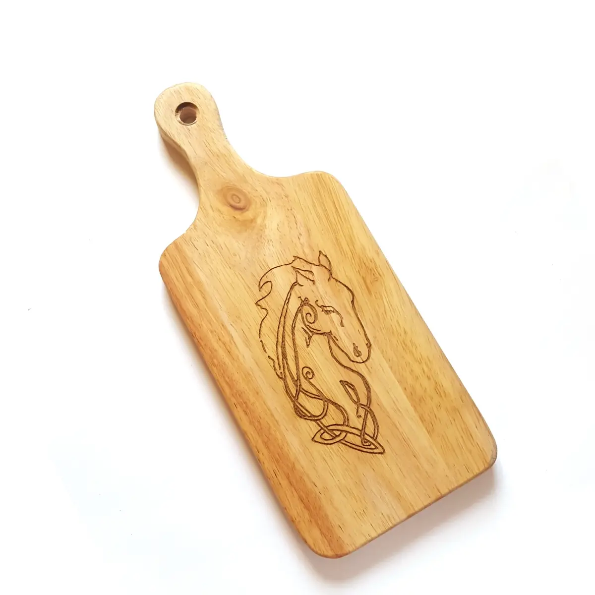 Celtic Horse Engraved Wooden Cheese Board
