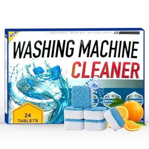 Washing Machine Cleaner Descaler 24 Pack - Deep Cleaning Tablets For HE Front Loader & Top Load Washer, Septic Safe Eco-Friendly Deodorizer, Clean Inside Drum and Laundry Tub Seal - 12 Month Supply