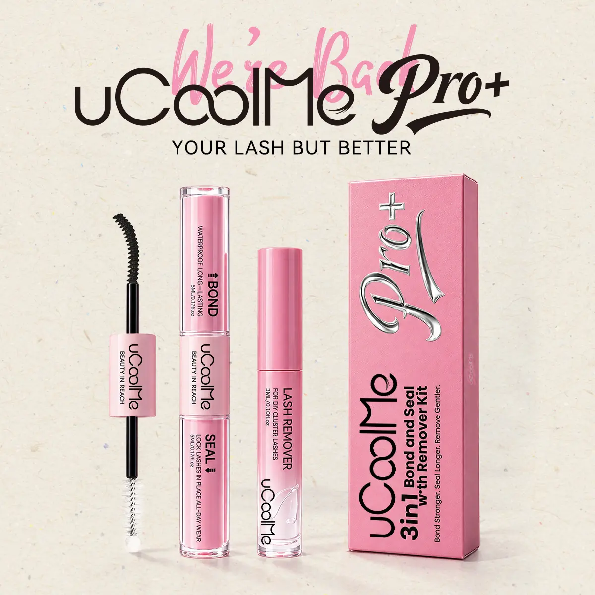 uCoolMe 3.0 Upgraded Lash Bond & Seal & Remover Waterproof Longlasting DIY Cluster Kit Easy Application & Gentle Removal For Girl Makeup
