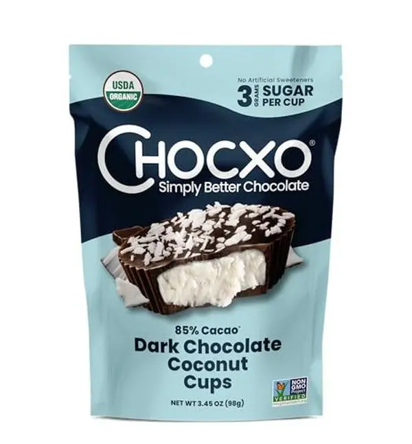 CHOCXO Organic 85% Dark Chocolate Coconut Cups, 3.45 OZ