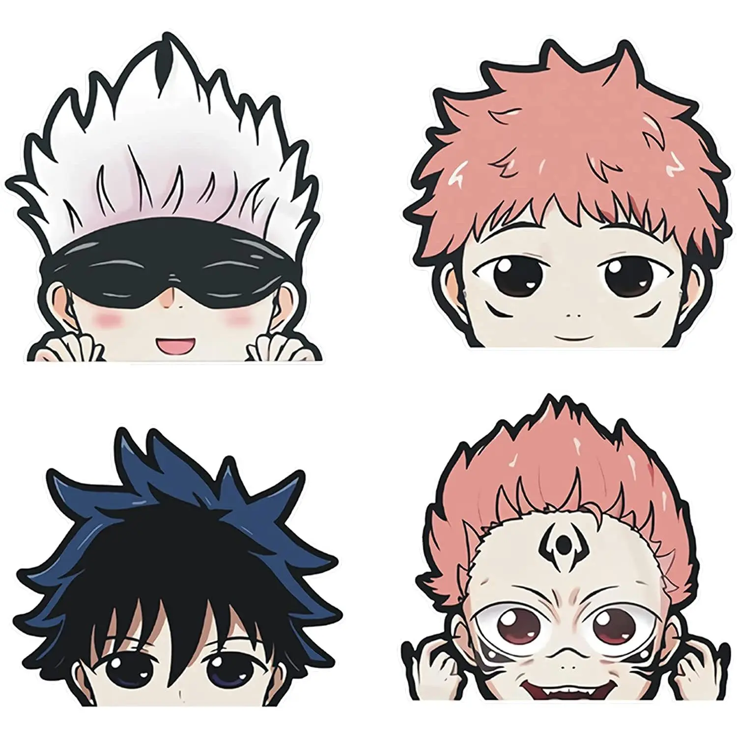 4 5.11" Jujutsu Kaisen Anime Stickers And Decal Sticker Gojo Satoru Yuji  Megumi Ryomen For Car Window Door Bumper Laptop Water Bottle Tablet Cellphone Decoration