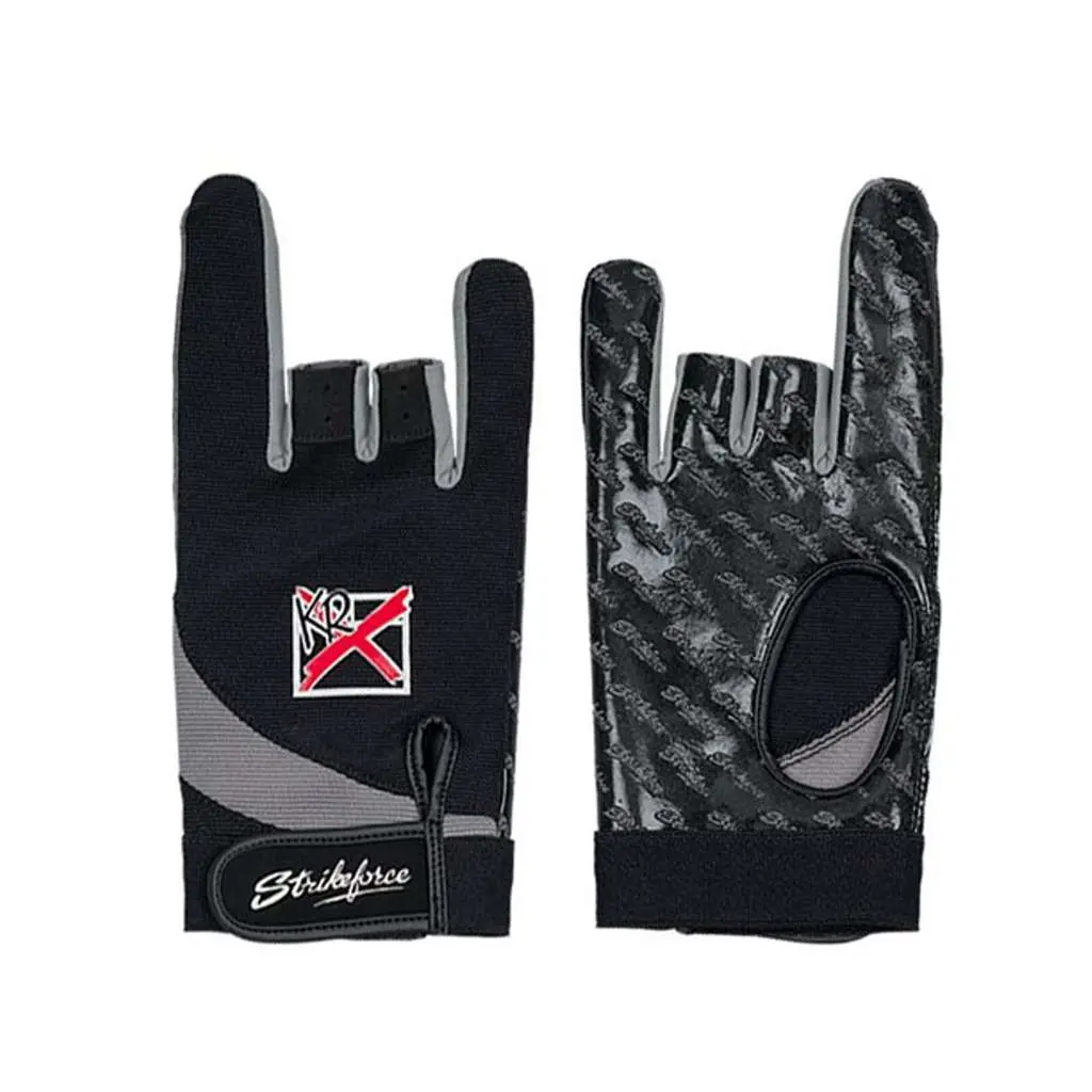 KR Strikeforce Pro Force Leather Bowling Glove with Grip Control, Right Hand X-Large in Black/Grey for Consistent Roll and Callus Prevention, Baseball Gloves