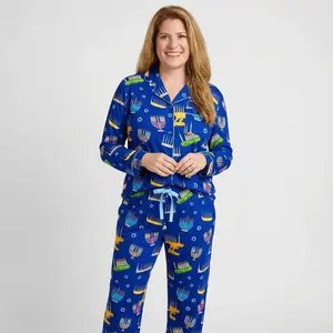 Hanukkah Many Menorahs Bamboo Adult Pajamas - (Unisex Sizes S - 4XL)