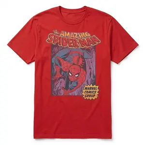 Marvel Men's Short-Sleeve Spider-Man Distressed Amazing Spider Men's Graphic Tees, Menswear T-Shirt