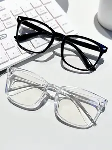 2pcs Fashion Anti Blue Light Glasses, Computer/Gaming/TV/Phones Glasses for Men Women, Large Square Frames, Trendy Eyewear Stylish Eyeglass