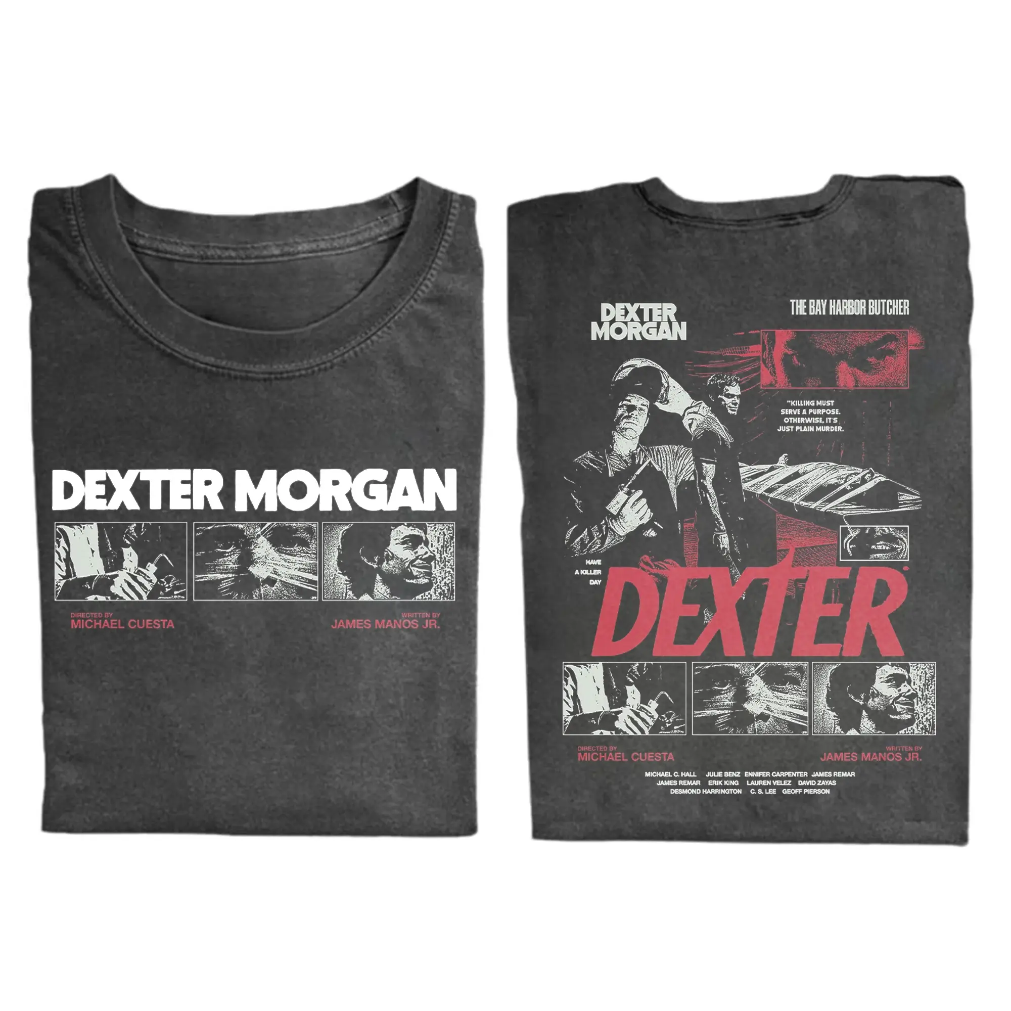 Dexter Morgan T-shirt, Bay Harbor Butcher Graphic Tee, Morgan Graphic 90s Tee, TV Show Shirt, Vintage TV Poster Design, Dexter Fan Apparel, Gift for Men, Gift for Women, Crew Neck T-shirt, Trending T-shirt