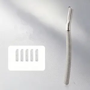 Professional Facial Razor, Female and Male Facial Razor with 5 Blade Refills and a Storage Case, Female and Male Eyebrow Razor, Stainless Steel, Hair Removal