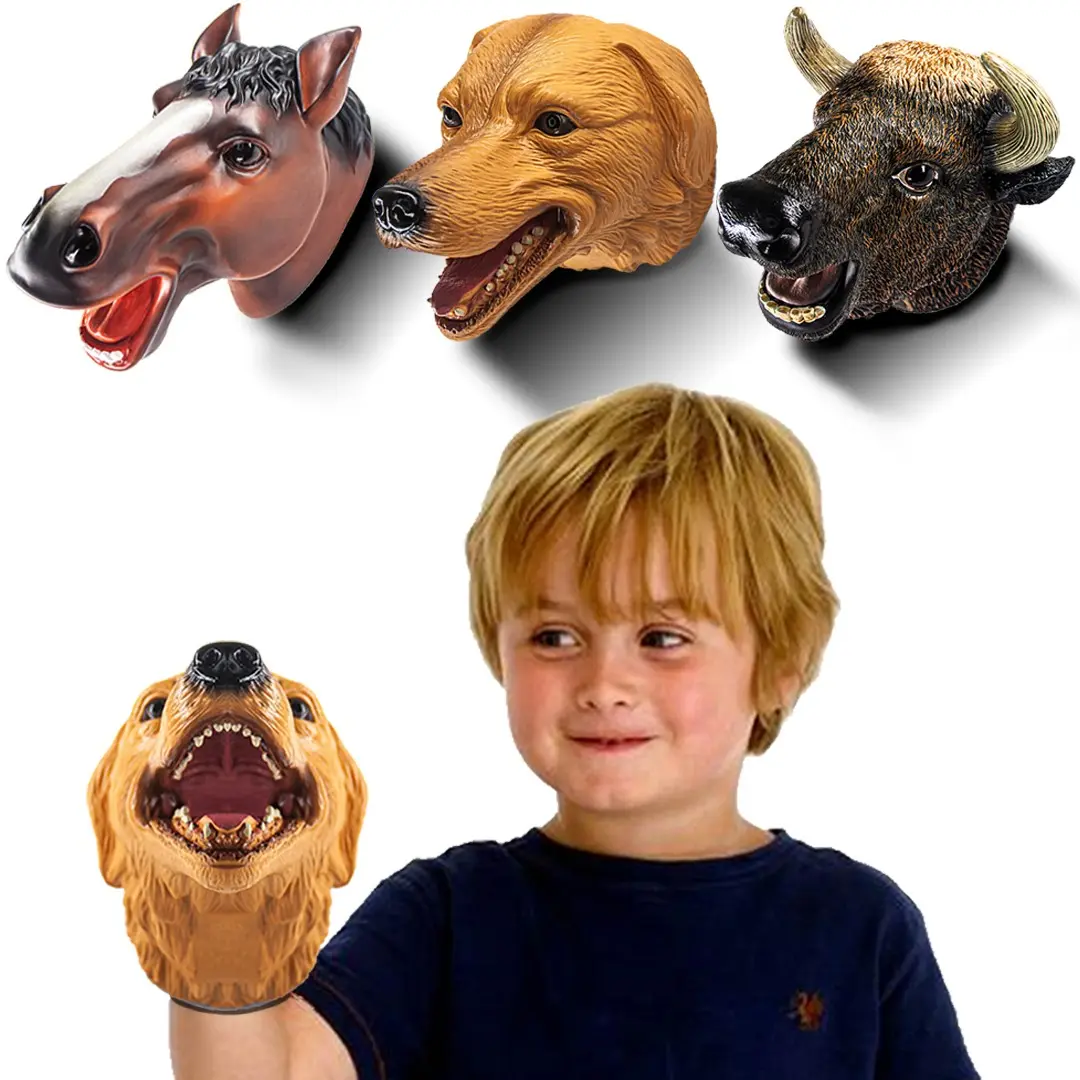 Animal Puppet Toy Soft Rubber Realistic Toy, End Times Lord Toy, DIY Parent-Child Game, Bison, Wild Horse, Birthday Gift, Christmas, New Year Surprise