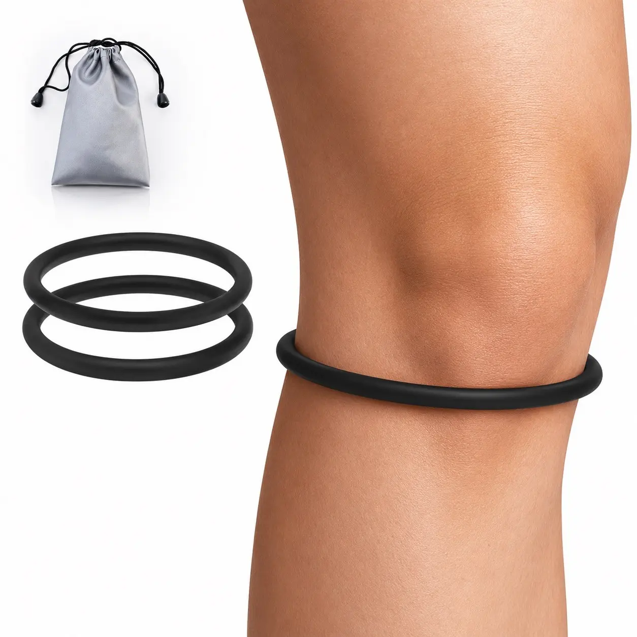 Knee Strap, 2 Counts Breathable Knee Band for Knee Relief, Leg Supporter, Knee Supports, Patella Knee Band, Patella Belt for Basketball Running Sports, Patellar Knee Brace, Patella Bands for Knee Pain