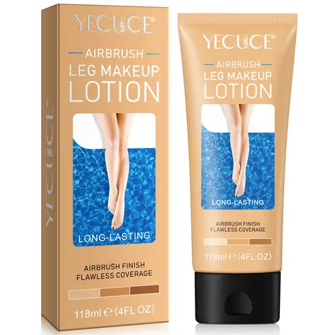 Yecuce Leg and Body Makeup Lotion - #1 Fairest Glow, Flawless Coverage, Waterproof No-Transfer, Tattoo/Scar/Vein Concealer, Mild Methylparaben-Free for Sensitive Skin, Any Tone, 3 Shades, Natural Scent, People of All Ages, Versatile Use