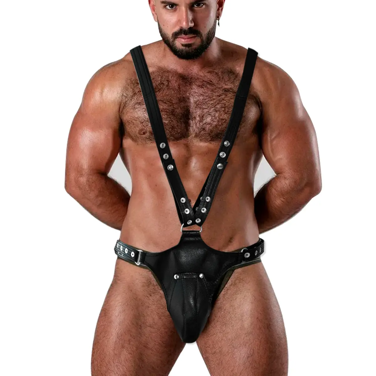 Mens PU Leather harness Jockstrap Underwear Suspenders Shoulder Belt Strap Adjustable Buckle Cosplay Chest Garter Belt