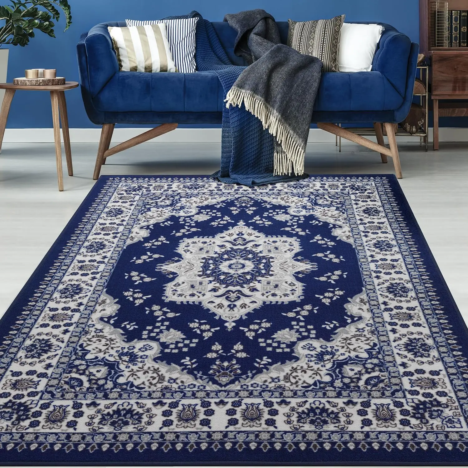 Area Rug 3x5 Ft – Non-Skid Rubber Backing, Low Profile Indoor Rug  Traditional Oriental Area Rug
