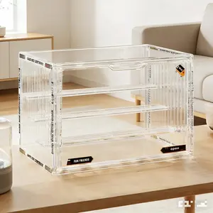 4-Tier Clear Acrylic Display Case, Ideal for Action Figures, Dolls, Toys, Collectibles & Collectible Figurines - Large Capacity Stackable Display Cabinet, Magnetic Door, Dustproof Storage & Organizer Box, Tool-Free Easy Assembly